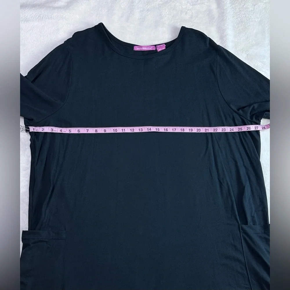 Woman Within 2X Black Cotton Tunic Top - Soft Knit with Pockets